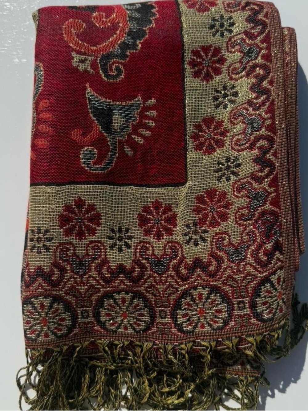 New | Limited Edition: Red Shimmer Pashmina Shawl